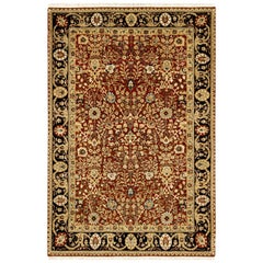 Traditioneller handgewebter luxuriöser Rost-/Schwarzer Teppich aus Wolle 4''1x6''
