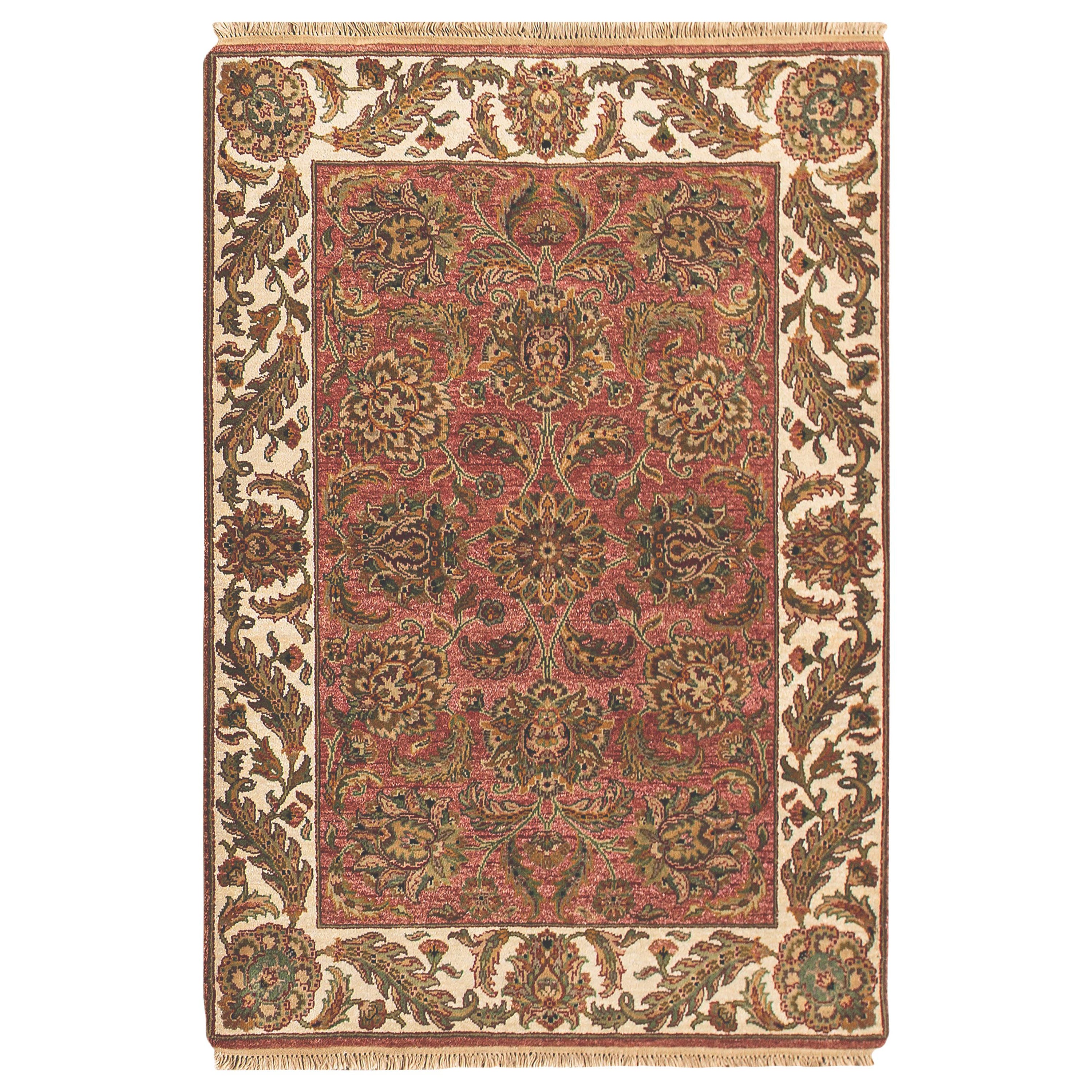 Traditioneller handgewebter luxuriöser Rost-/ Elfenbeinfarbener Teppich 4''1x5''11