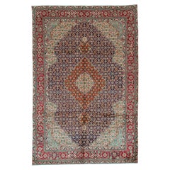 Tradizionale tessuto a mano in lana di lusso semi antica persiana Navy / Red