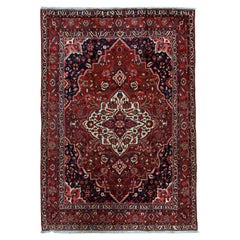 Tradizionale tessuto a mano in lana di lusso semi antico persiano rosso / rosso