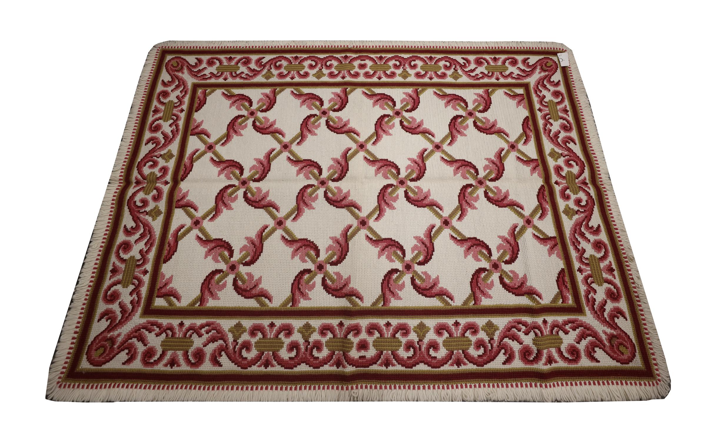 Are you looking for a new carpet to enhance your living room or bedroom? This Beautiful rug could make the perfect accessory. This elegant wool needlepoint is a classic example of a modern Portuguese style rug woven by hand in China in the early