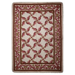 Traditional Handwoven Needlepoint Area Rug Wool Pink Carpet- 120x170cm