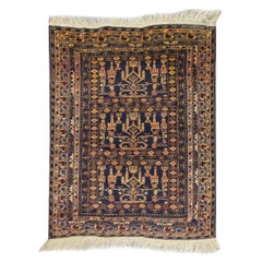Traditional Handwoven Oriental Carpet Baluch Blue Wool Living Area Rug