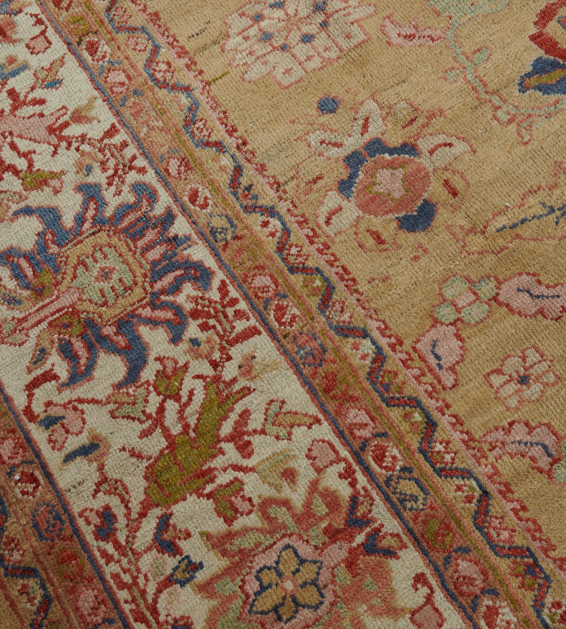 19th Century Traditional Handwoven Persian Ziegler Sultanabad Rug For Sale