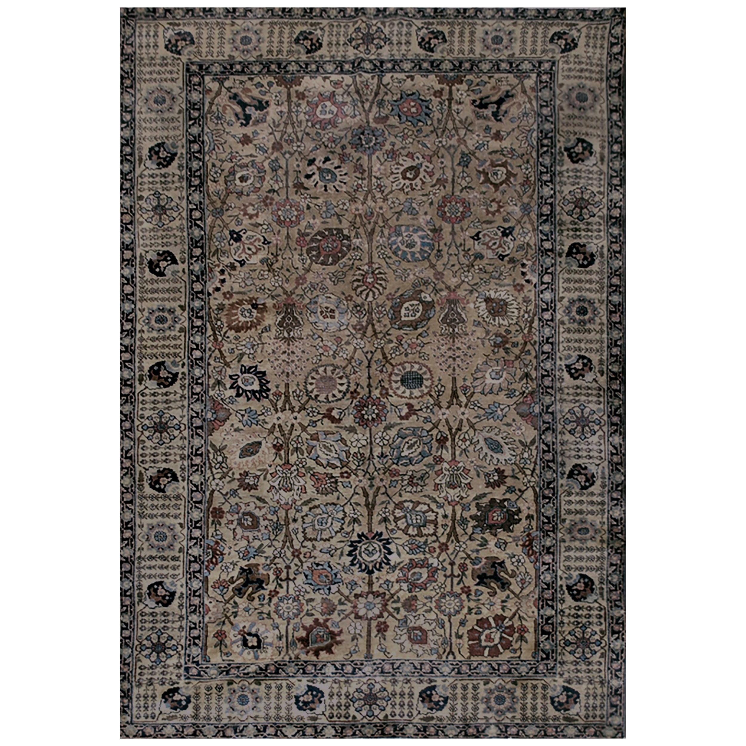 Traditional Handwoven Tabriz Persian Wool Rug, circa 1900