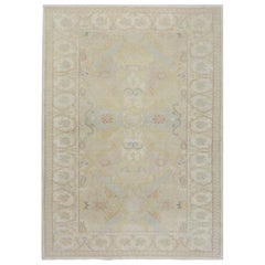 Traditional Handwoven Turkish Oushak Style Rug, Antique Recreation