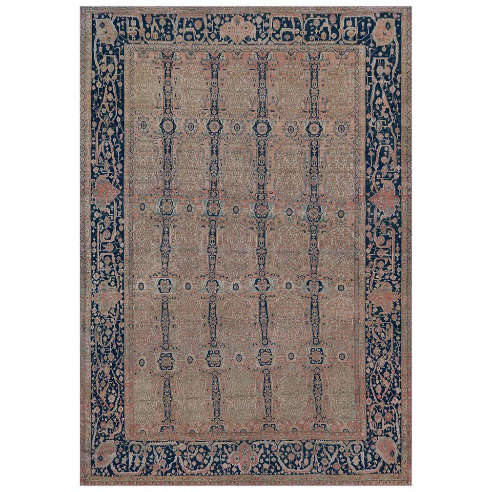 Vintage Persian Kashan Style Wool and Silk 300 Line Rug with ...