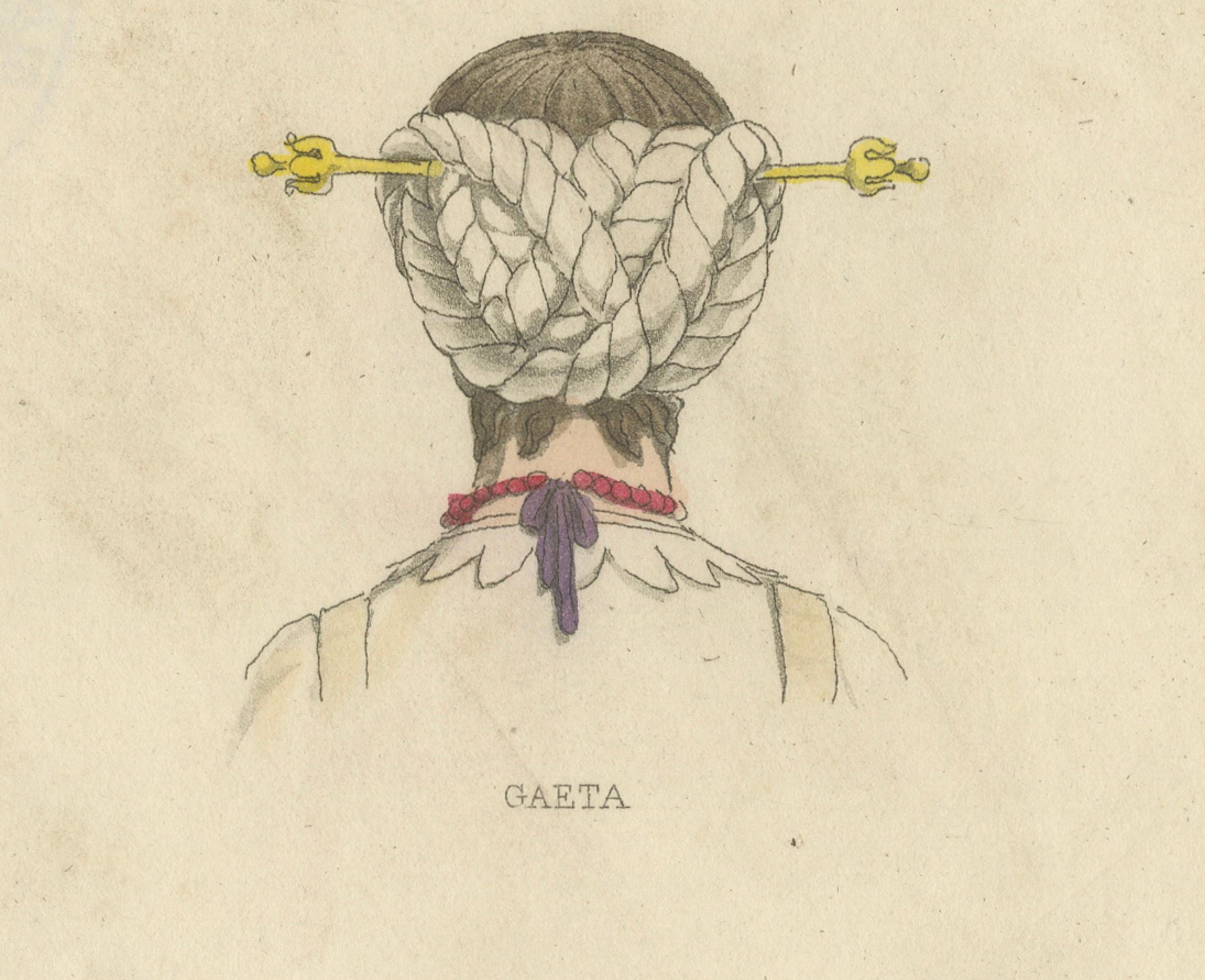 Coiffes traditionnelles d'Italie et de France : Florence, Ostie, Castà - 1823 Bon état - En vente à Langweer, NL