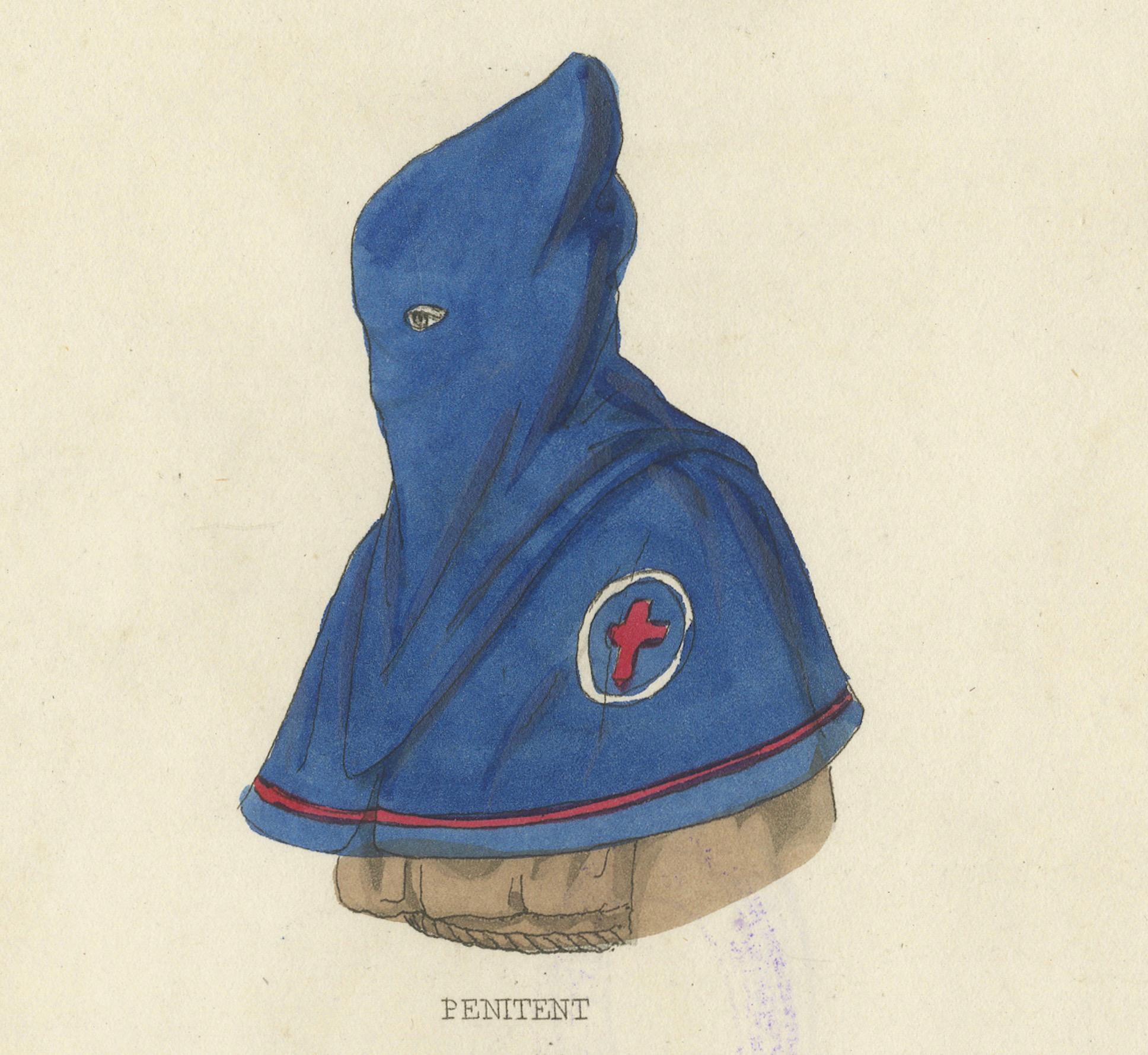 Traditional Headwear from Italy: Turin, Rome, Subiaco and More – 1823 Print Papel en venta
