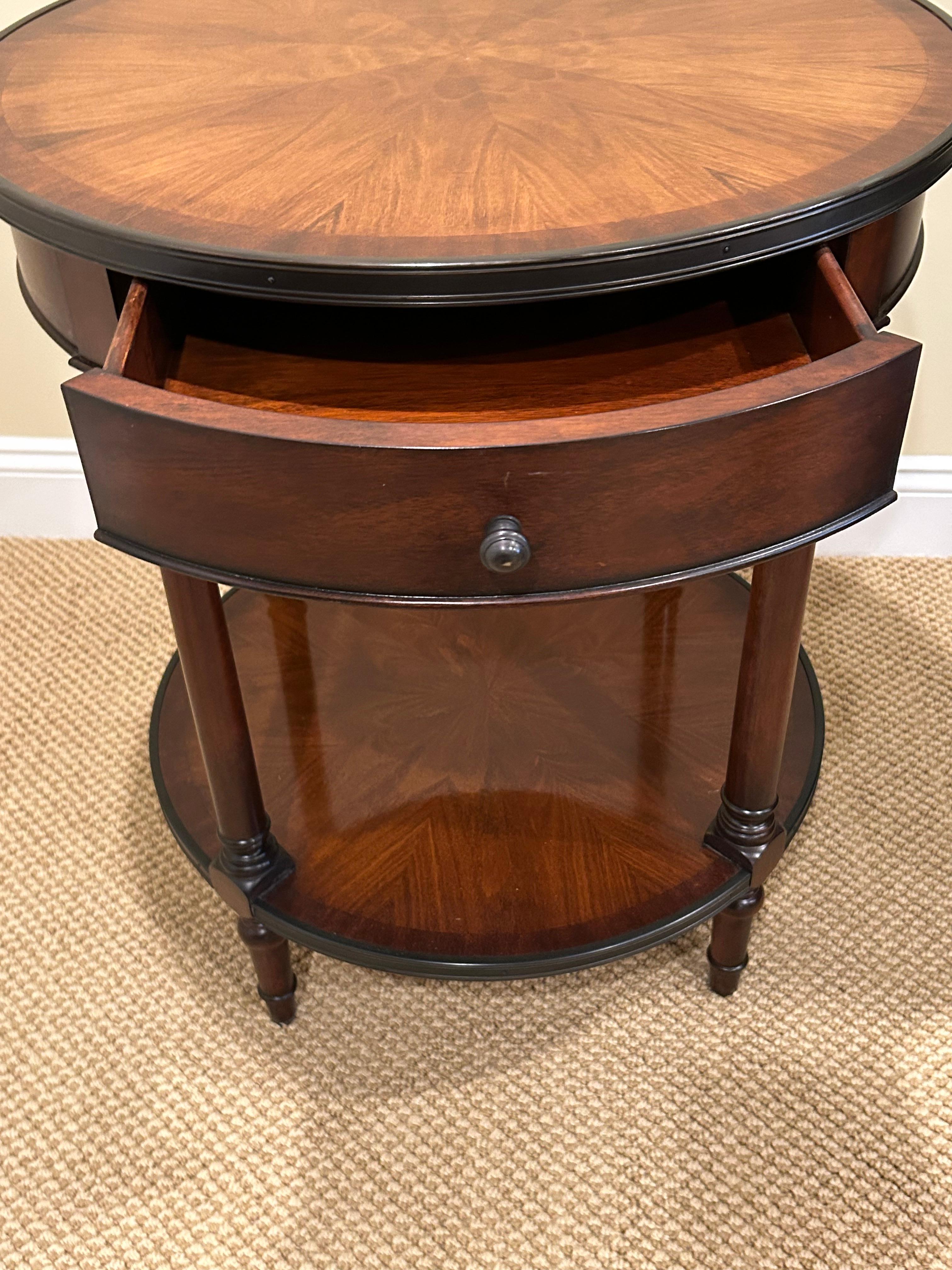 Inlay Traditional Hekman Round Two Tier Side Table