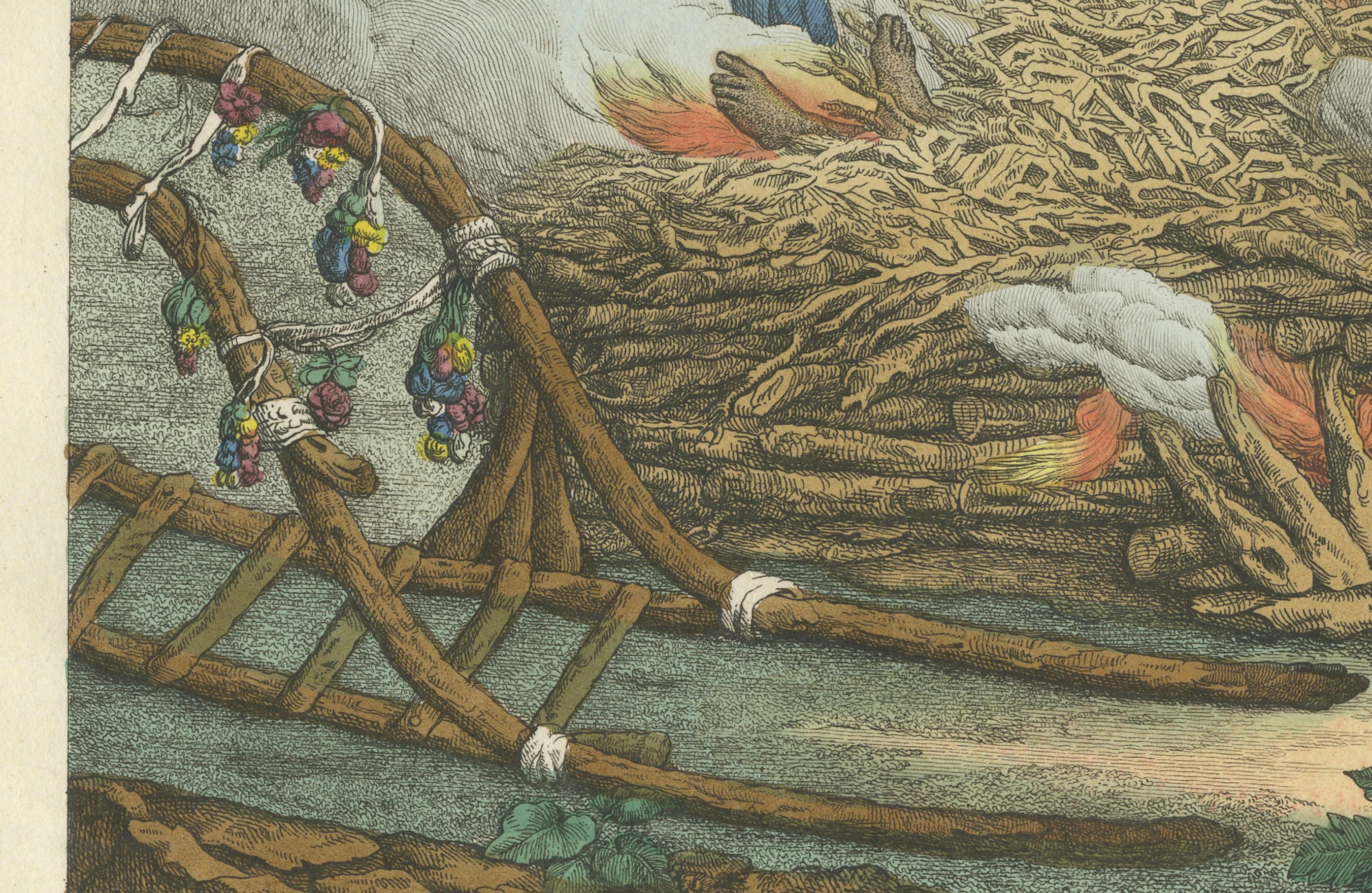Funéral hindou traditionnel : Création d'un Brahmin (1827) Bon état - En vente à Langweer, NL