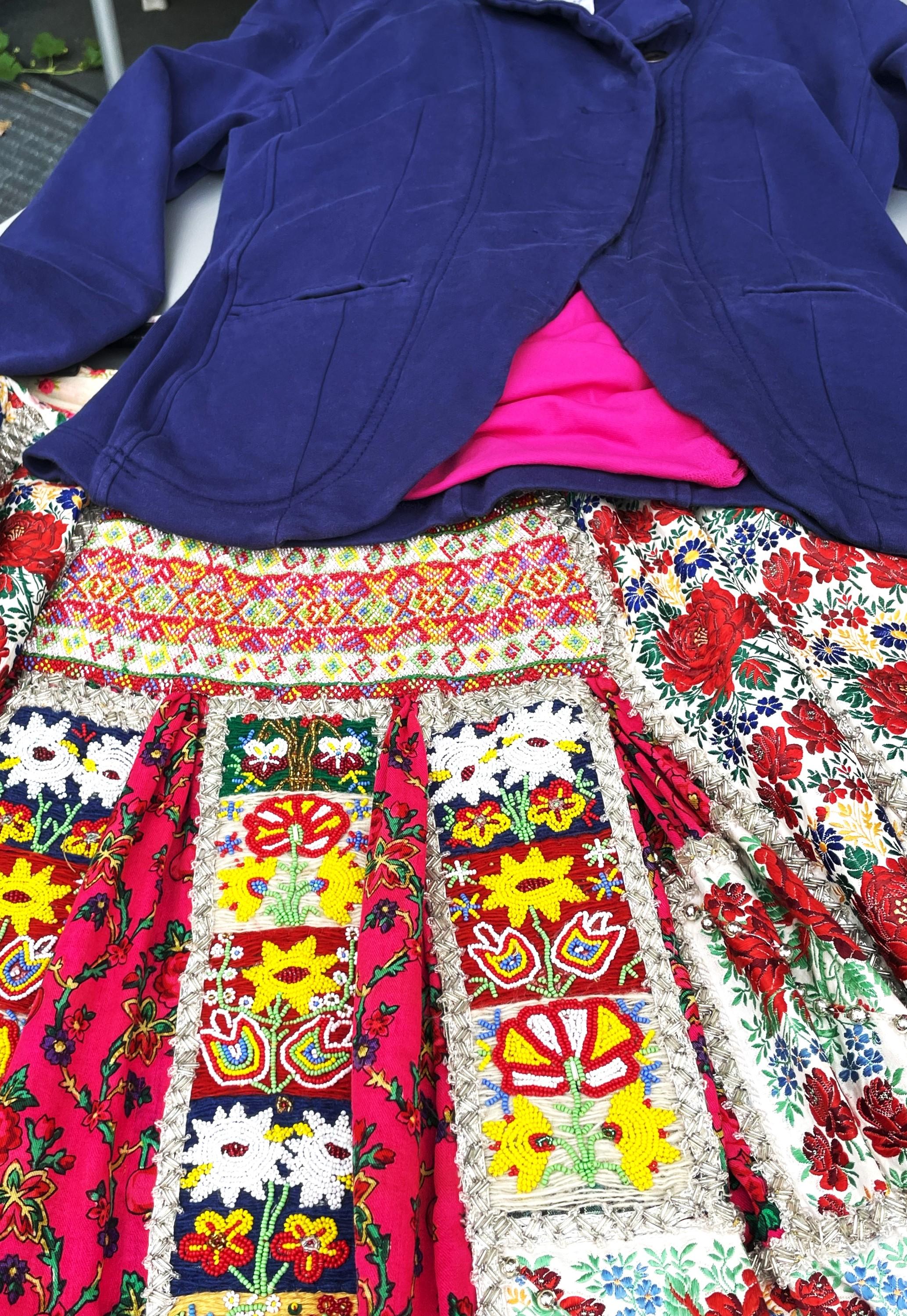 Traditional Hungarian wedding skirt with fully embroidered apron, circa 1960 For Sale 9