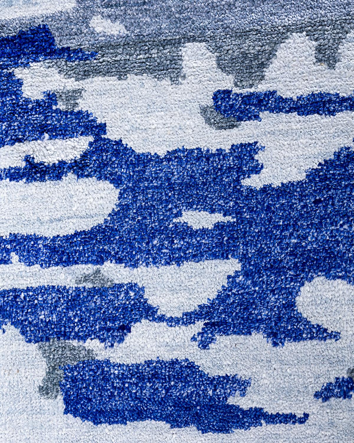 Indian Traditional Ikat Hand Knotted Abstract Silk Beige Area Rug 9' 2