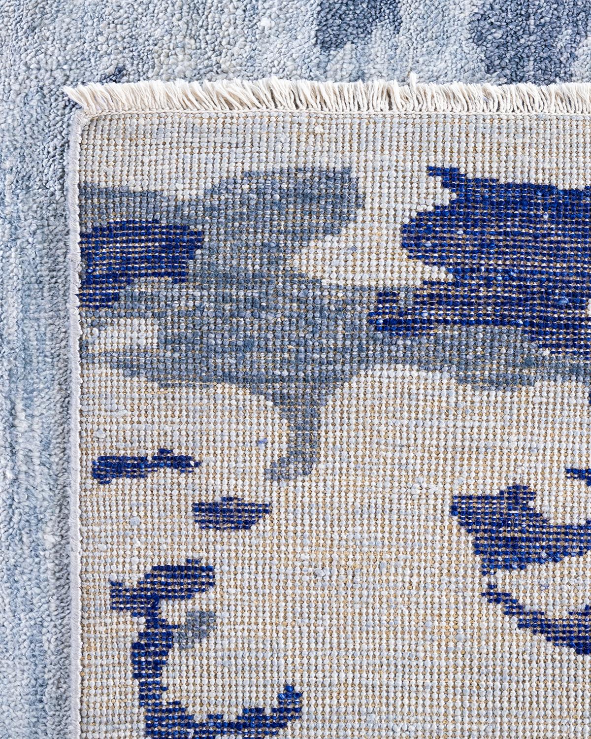 Traditional Ikat Hand Knotted Abstract Silk Beige Area Rug 9' 2