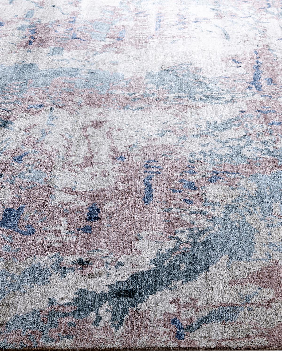 Annodato a mano Tappeto tradizionale Ikat annodato a mano in seta astratta Marrone 8' 1