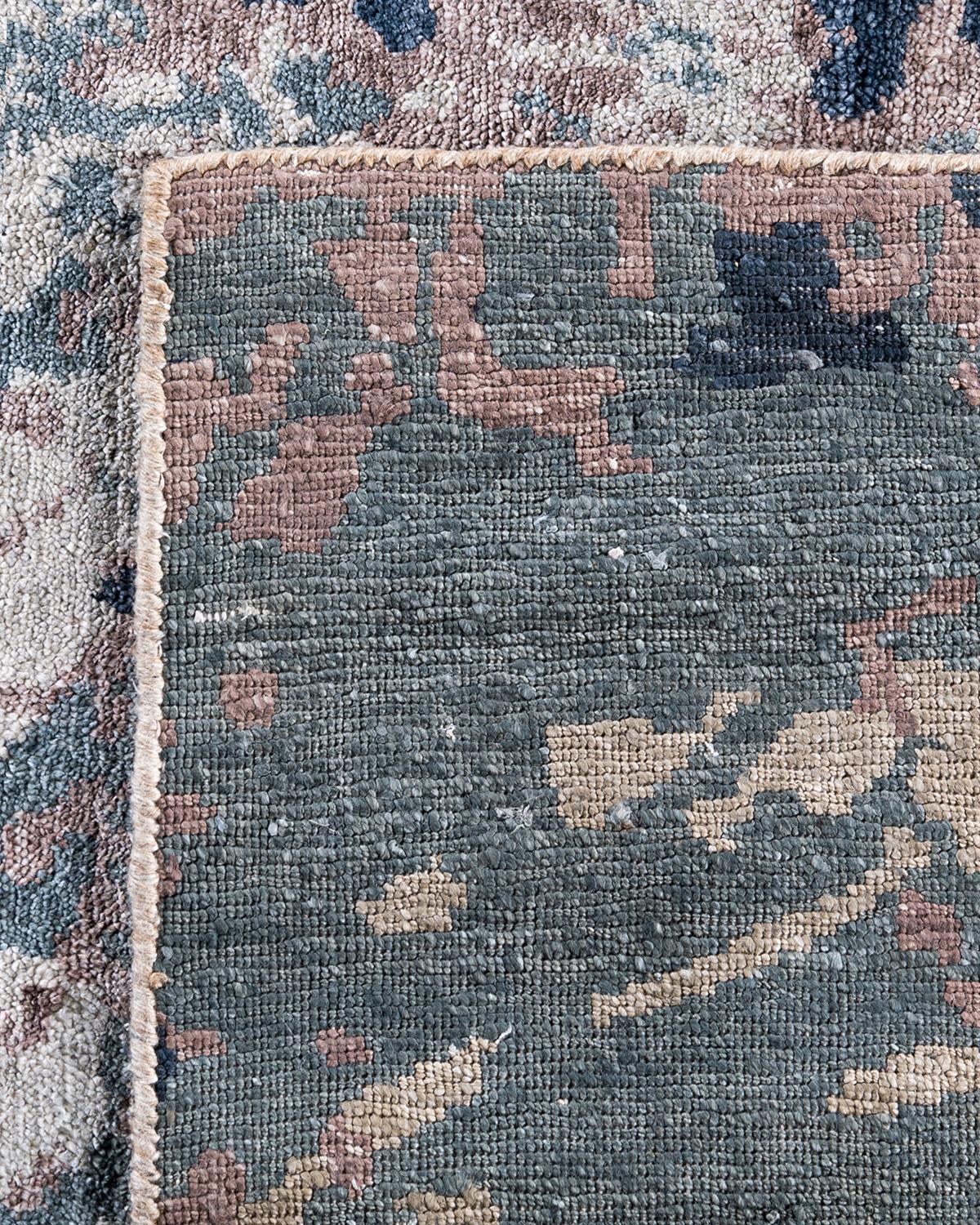 Tappeto tradizionale Ikat annodato a mano in seta astratta Marrone 8' 1