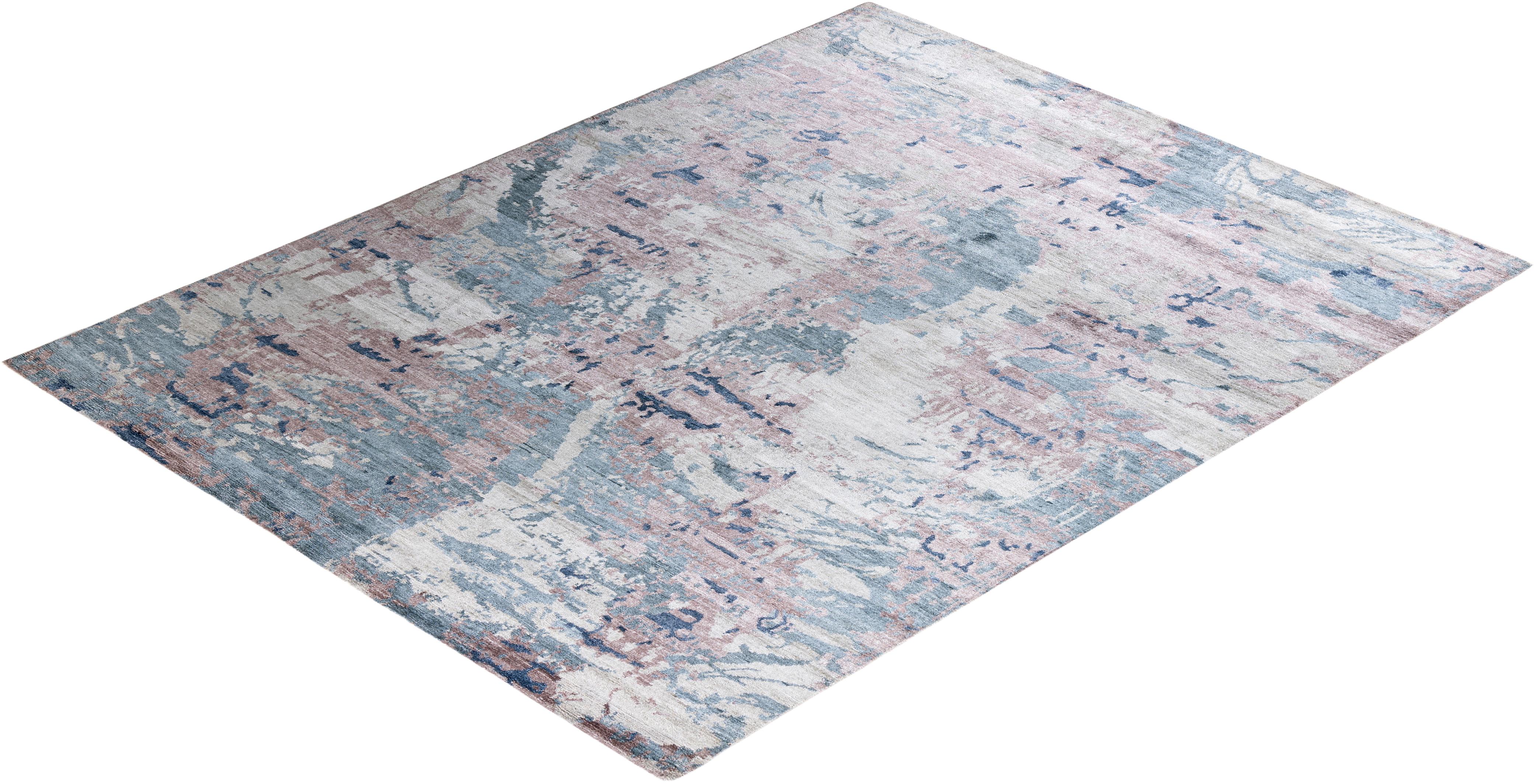 Tappeto tradizionale Ikat annodato a mano in seta astratta Marrone 8' 1