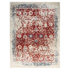 Traditional Ikat Hand Knotted Abstract Silk & Wool Beige Area Rug 8' 1" x 10' 4"