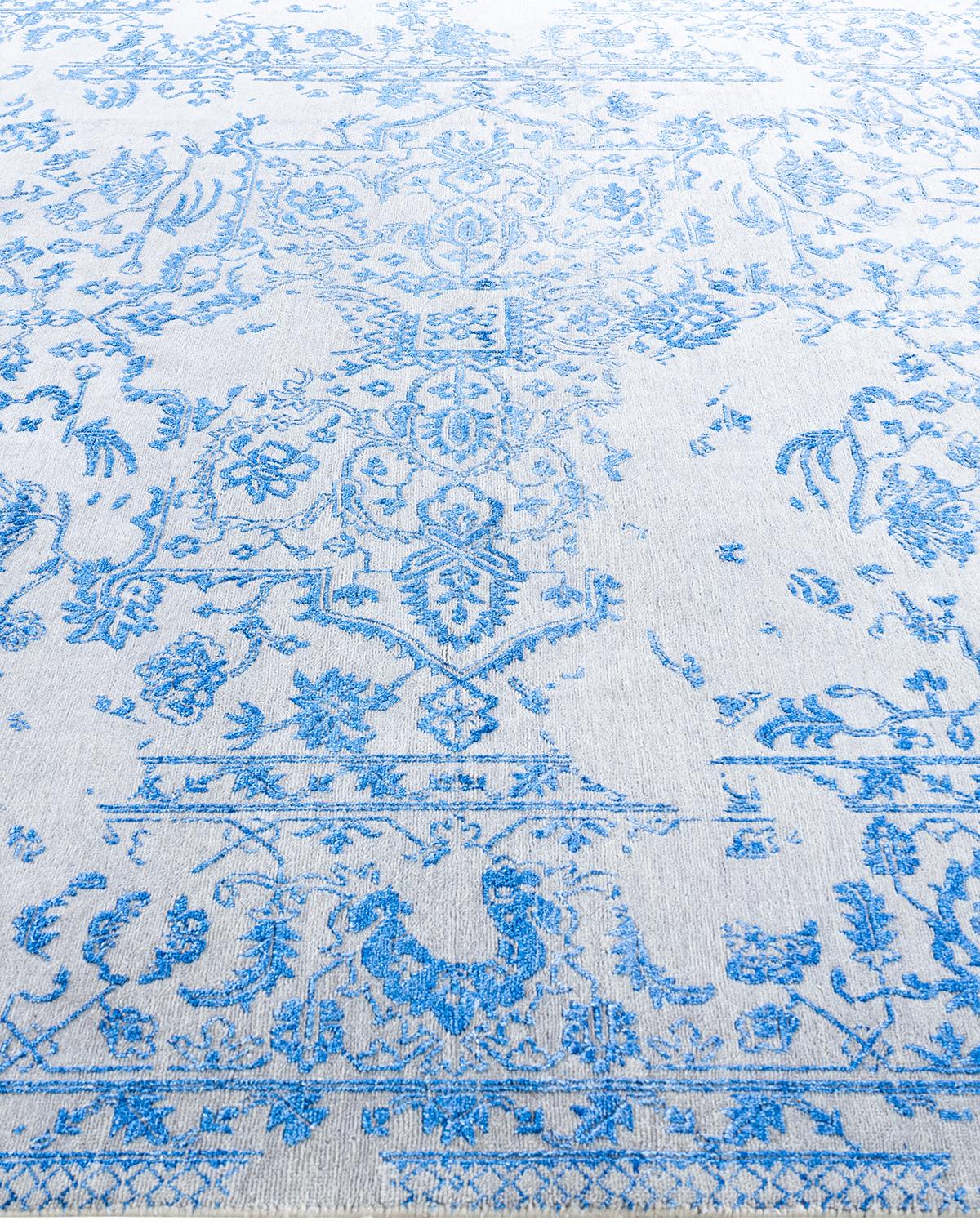 Annodato a mano Tappeto tradizionale Ikat annodato a mano in seta e lana beige 8' 1