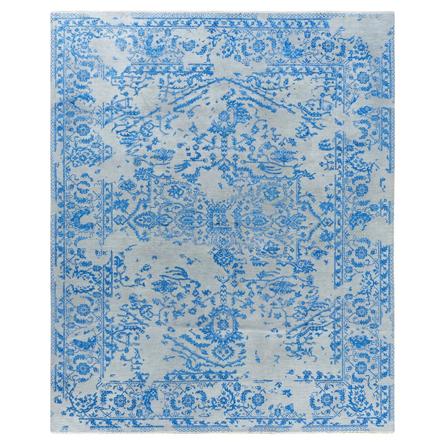 Traditional Ikat Hand Knotted Abstract Silk & Wool Beige Area Rug 8' 1" x 9' 10"