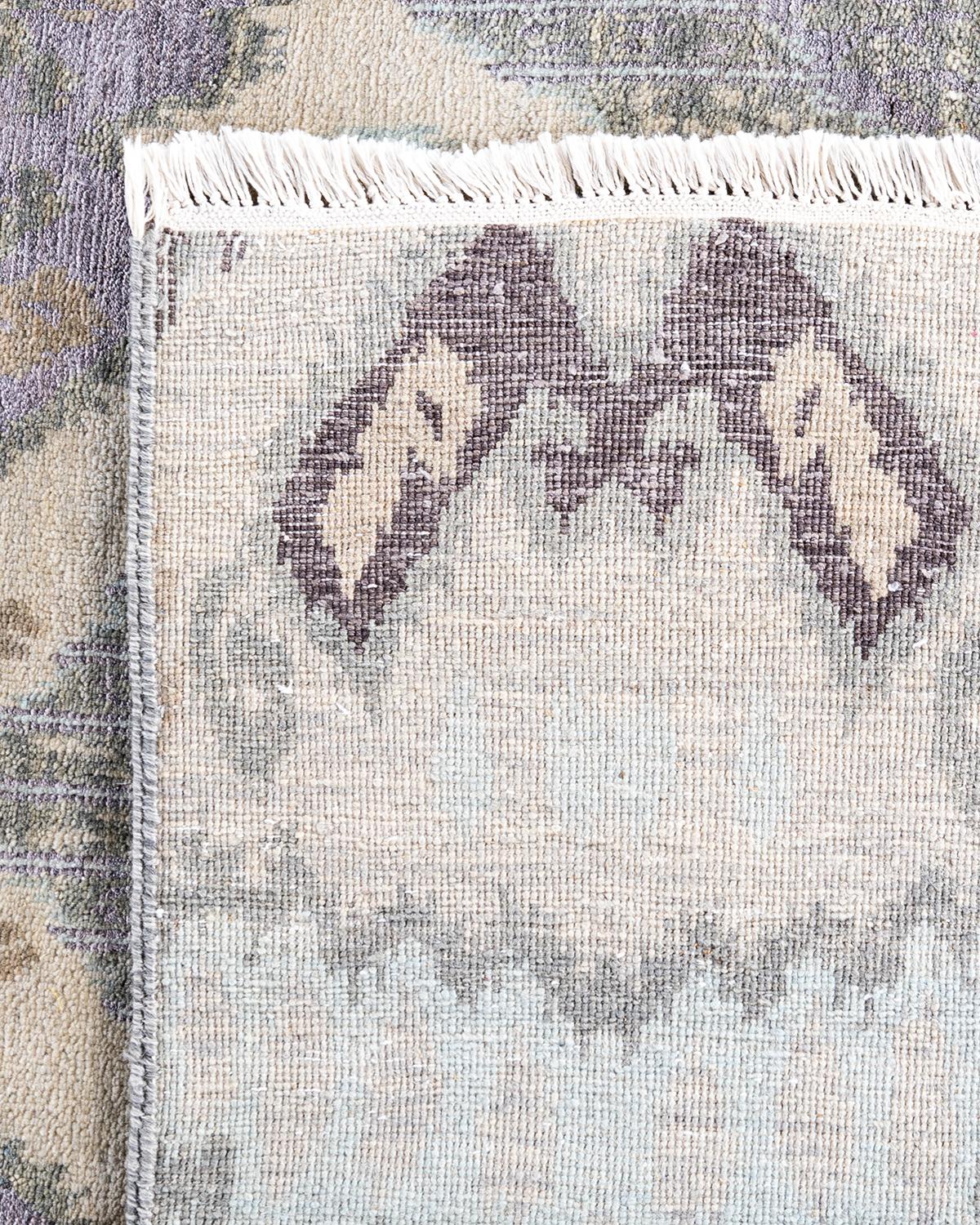 Traditional Ikat Hand Knotted Abstract Silk & Wool Beige Area Rug 9' 0