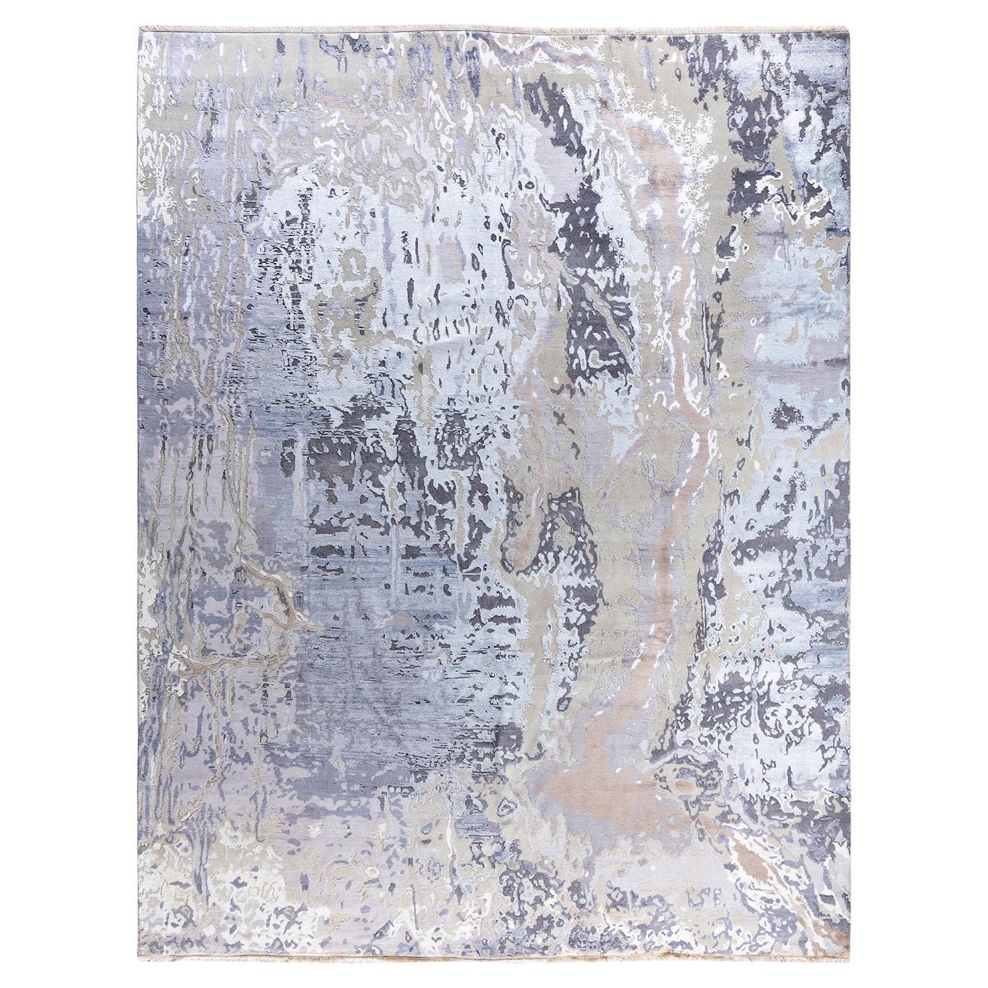 Traditional Ikat Hand Knotted Abstract Silk & Wool Beige Area Rug 9' 1" x 12' 2"