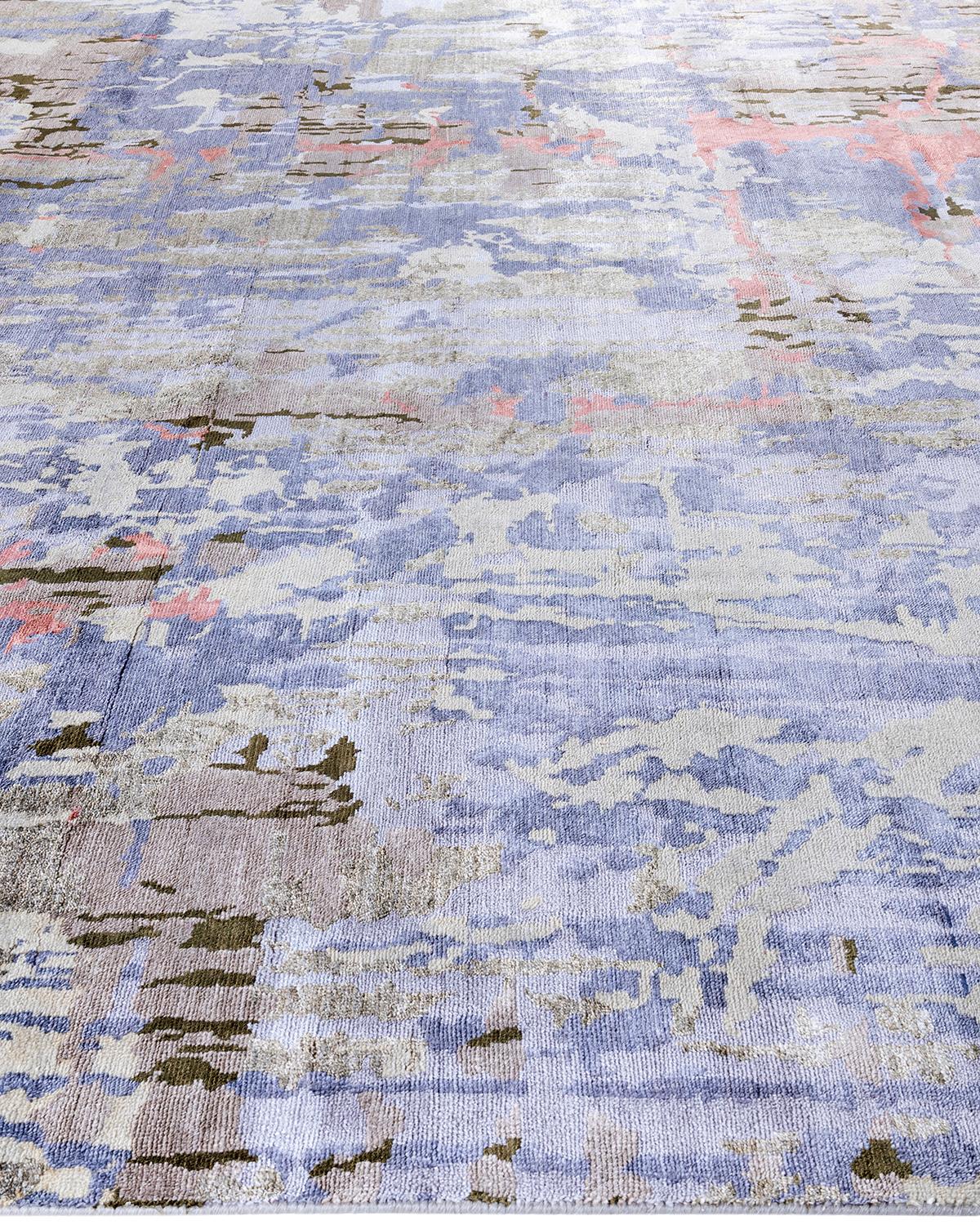Hand-Knotted Traditional Ikat Hand Knotted Abstract Silk & Wool Beige Area Rug 9' 2