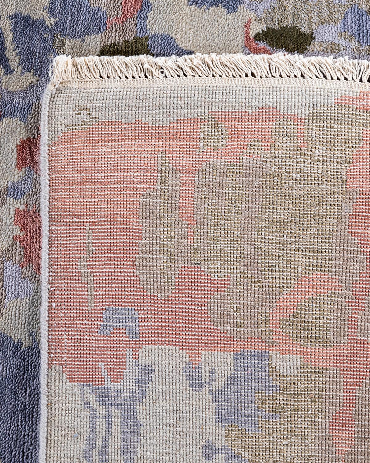 Traditional Ikat Hand Knotted Abstract Silk & Wool Beige Area Rug 9' 2