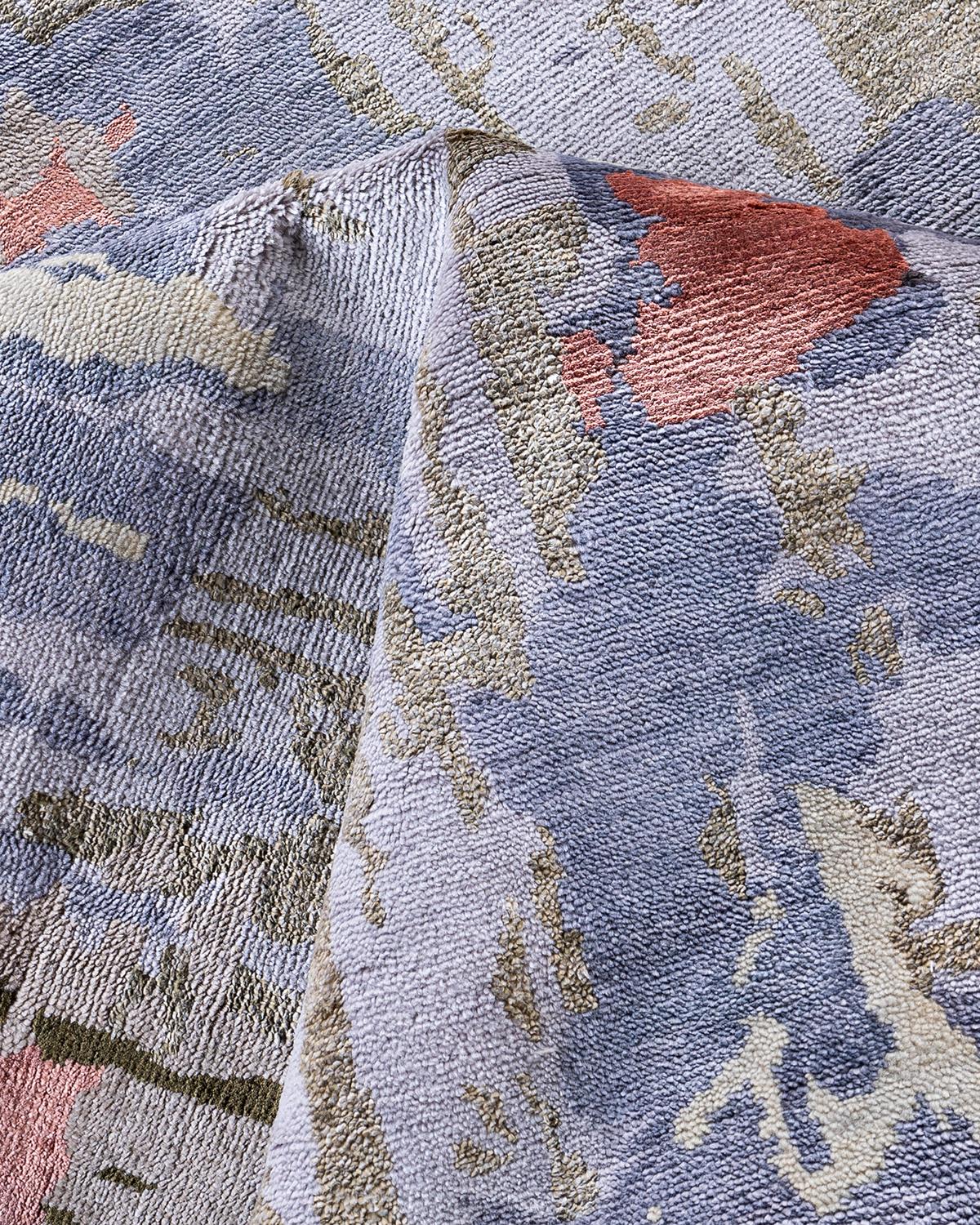 Traditional Ikat Hand Knotted Abstract Silk & Wool Beige Area Rug 9' 2