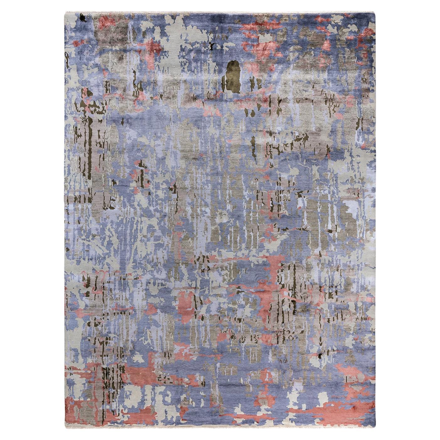 Traditional Ikat Hand Knotted Abstract Silk & Wool Beige Area Rug 9' 2" x 12' 3"