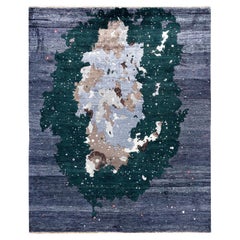 Traditional Ikat Hand Knotted Abstract Silk & Wool Black Area Rug 8' 0" x 9' 10"