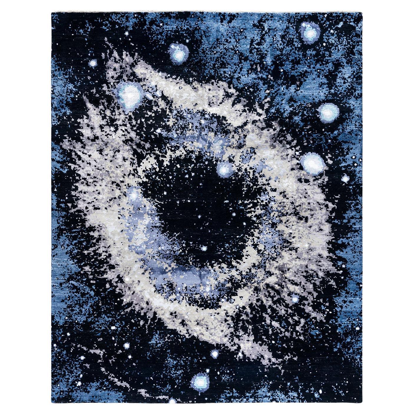 Traditional Ikat Hand Knotted Abstract Silk & Wool Black Area Rug 8' 2" x 10' 0"