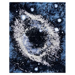 Traditional Ikat Hand Knotted Abstract Silk & Wool Black Area Rug 8' 2" x 10' 0"