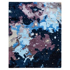 Traditional Ikat Hand Knotted Abstract Silk & Wool Black Area Rug 8' 2" x 10' 2"