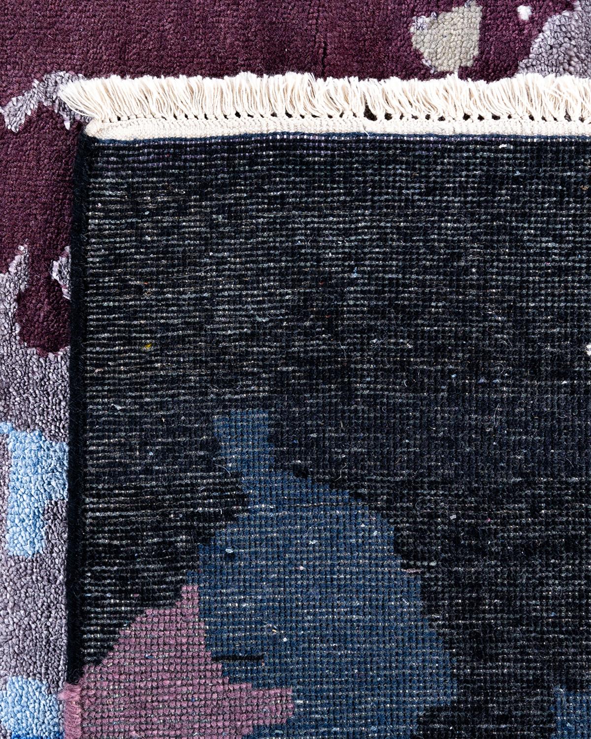 Traditional Ikat Hand Knotted Abstract Silk & Wool Black Area Rug 9' 3