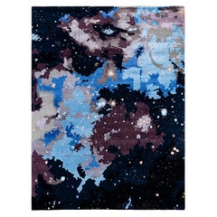 Traditional Ikat Hand Knotted Abstract Silk & Wool Black Area Rug 9' 3" x 12' 2"