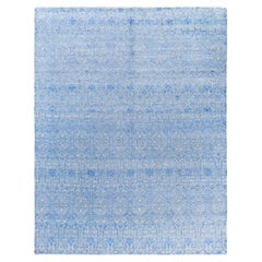 Traditional Ikat Hand Knotted Abstract Silk & Wool Blue Area Rug 8' 0" x 10' 1"