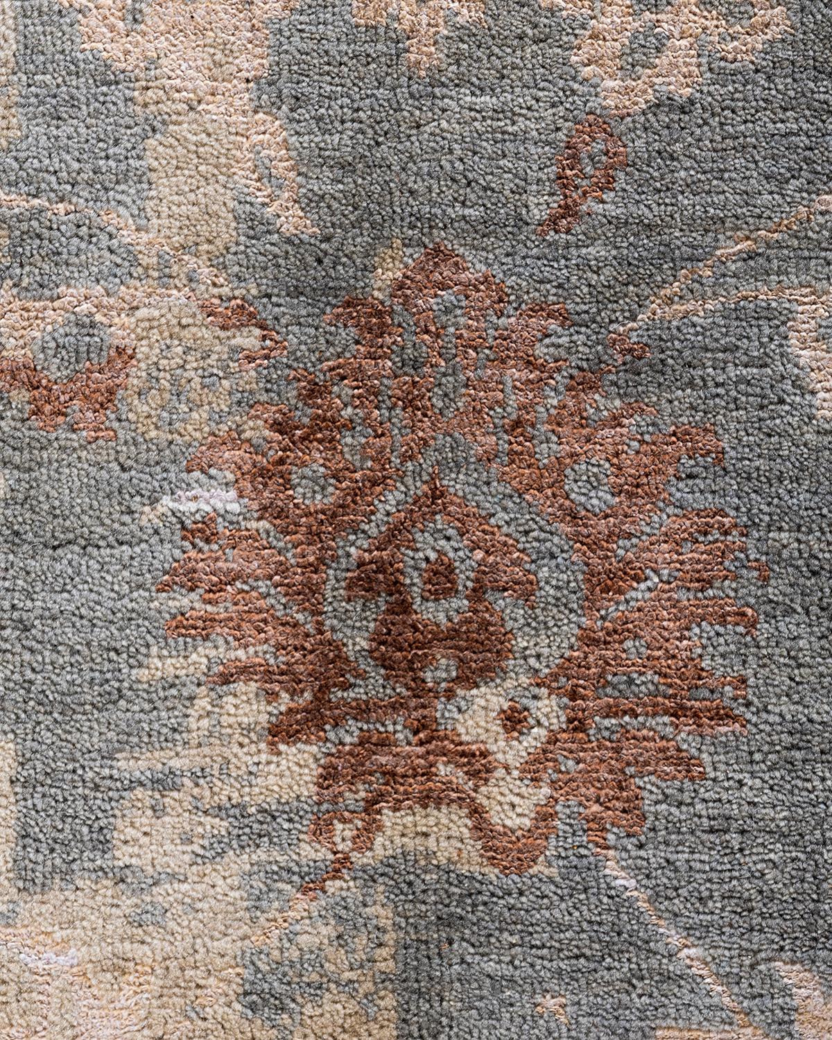 Indien Traditionnel Ikat Abstrait Soie et Laine Noué à la Main Tapis de Surface Brown 8' 1