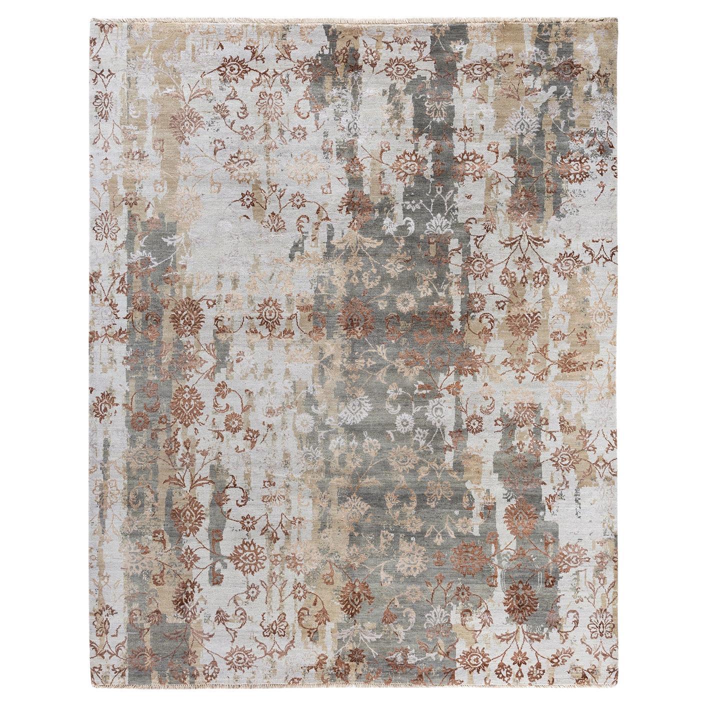 Traditional Ikat Hand Knotted Abstract Silk & Wool Brown Area Rug 8' 1" x 10' 0"