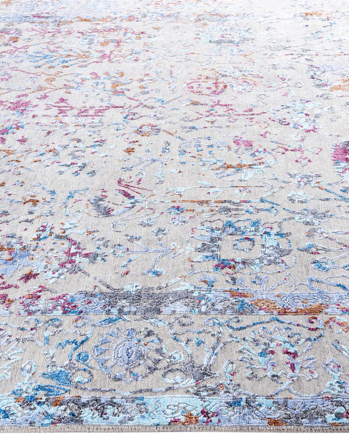 Hand-Knotted Traditional Ikat Hand Knotted Abstract Silk & Wool Brown Area Rug 8' 1
