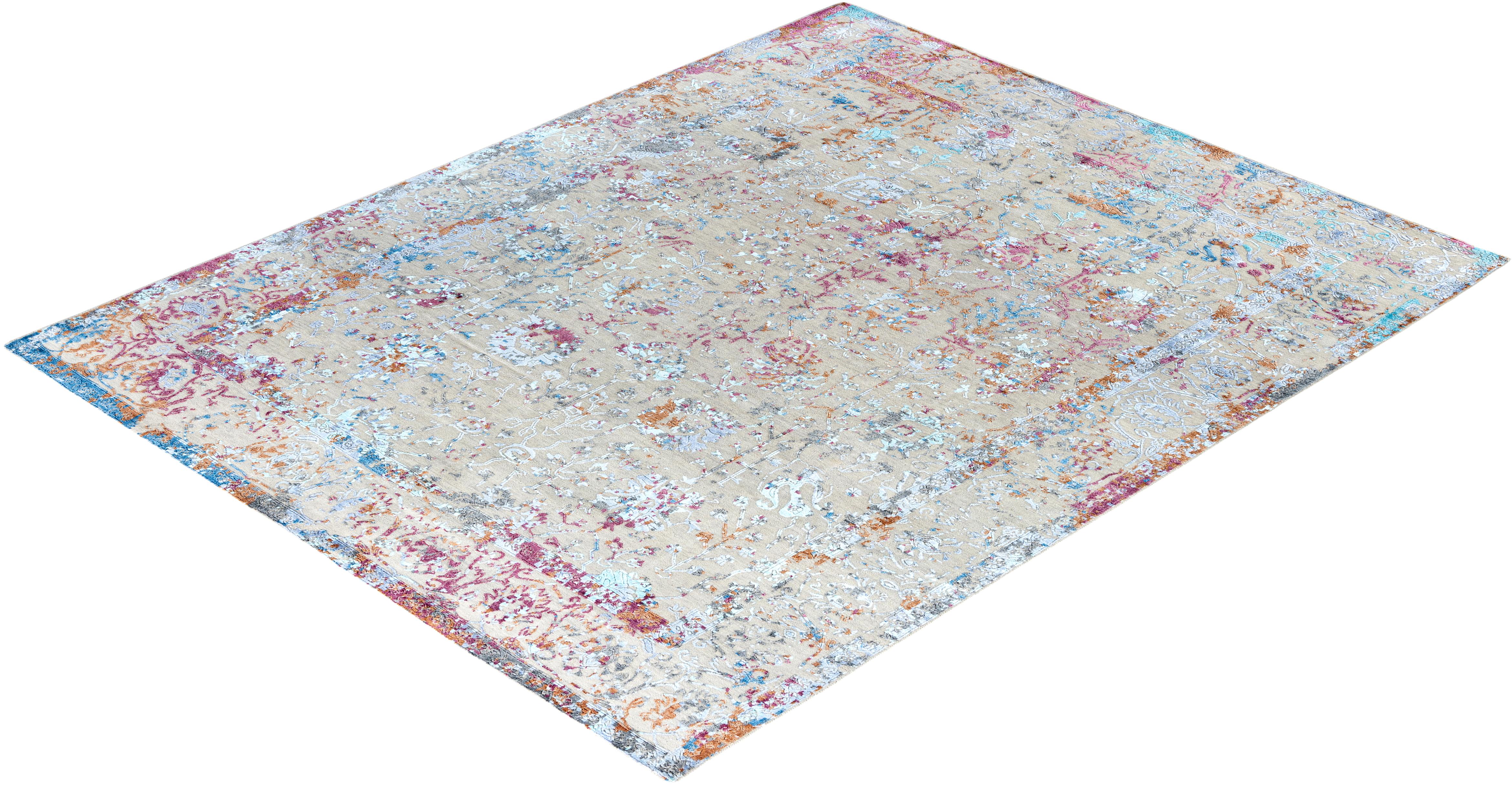 Traditional Ikat Hand Knotted Abstract Silk & Wool Brown Area Rug 8' 1