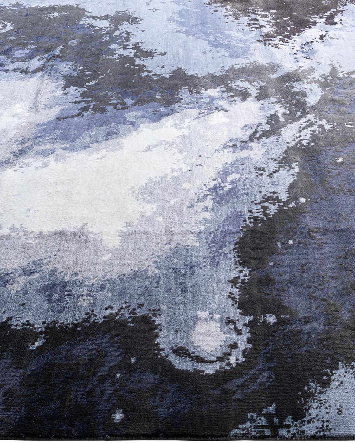 Hand-Knotted Traditional Ikat Hand Knotted Abstract Silk & Wool Brown Area Rug 8' 2