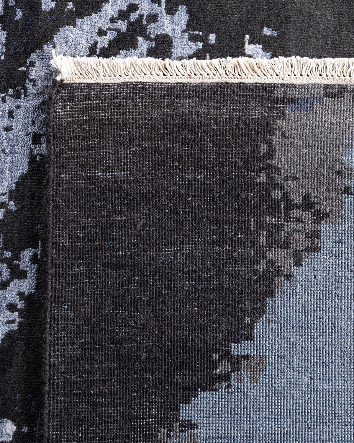 Traditional Ikat Hand Knotted Abstract Silk & Wool Brown Area Rug 8' 2