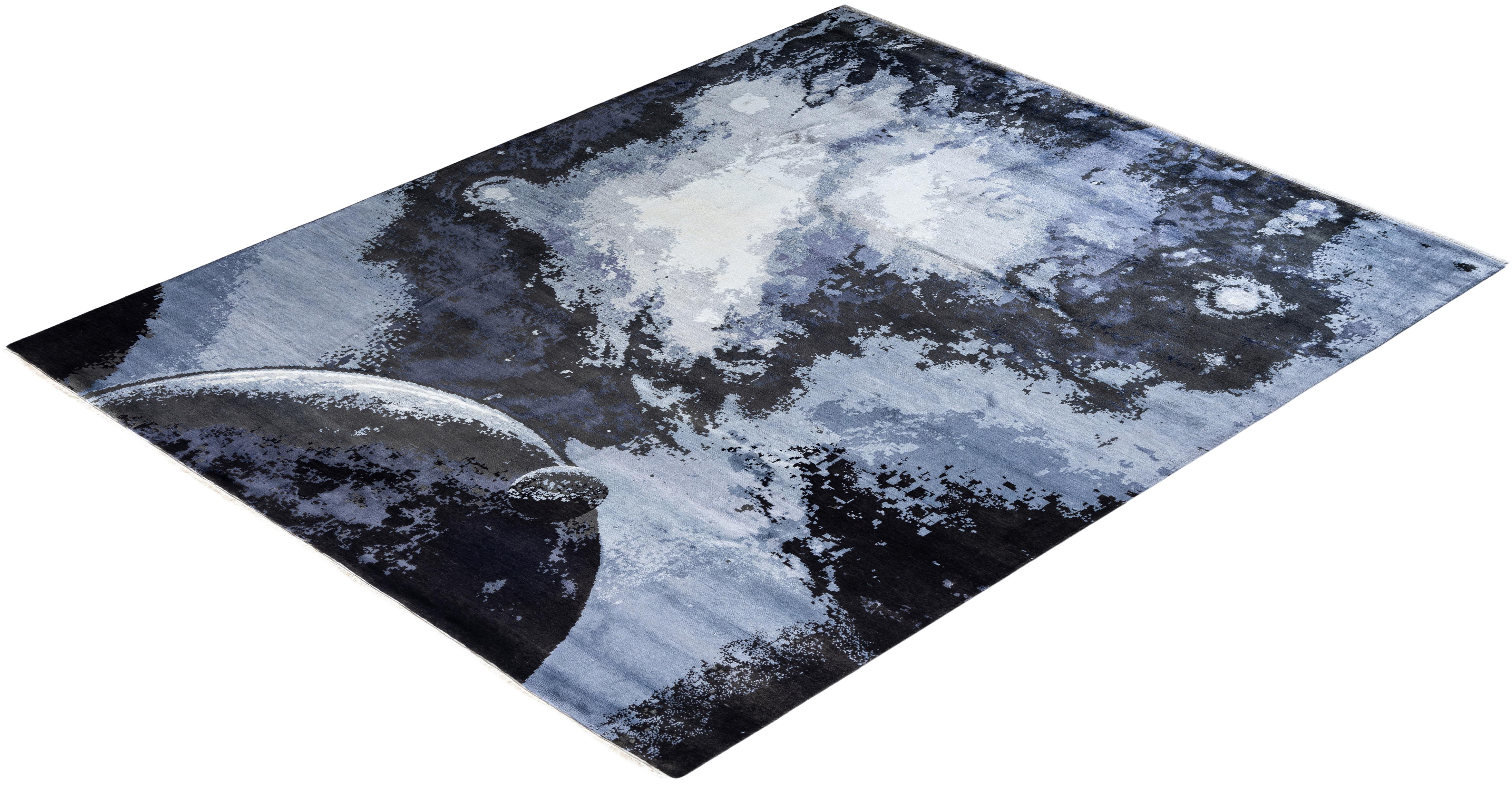 Traditional Ikat Hand Knotted Abstract Silk & Wool Brown Area Rug 8' 2