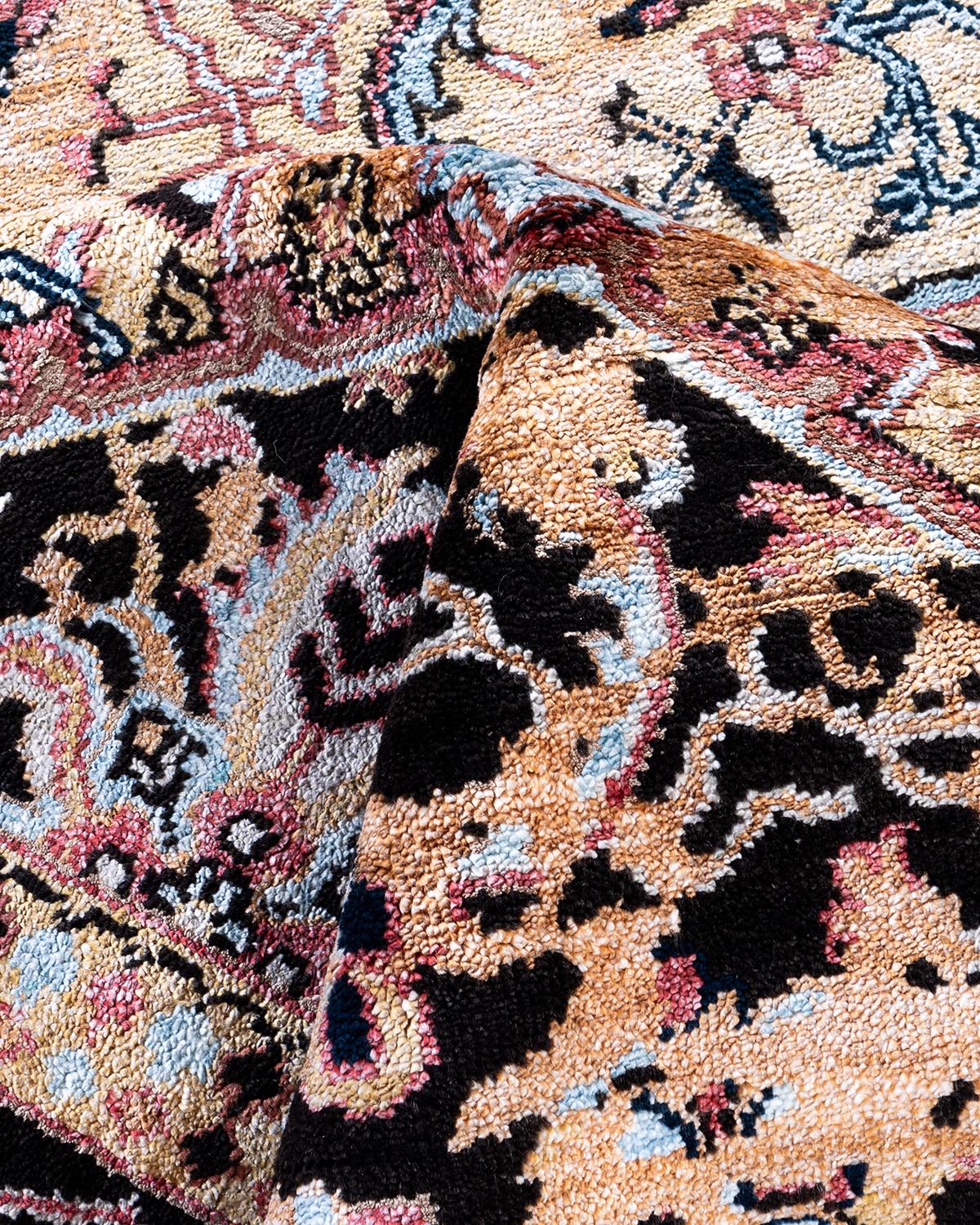 Traditionelle Ikat Hand geknüpft abstrakte Seide & Wolle Brown Area Rug 8' 3