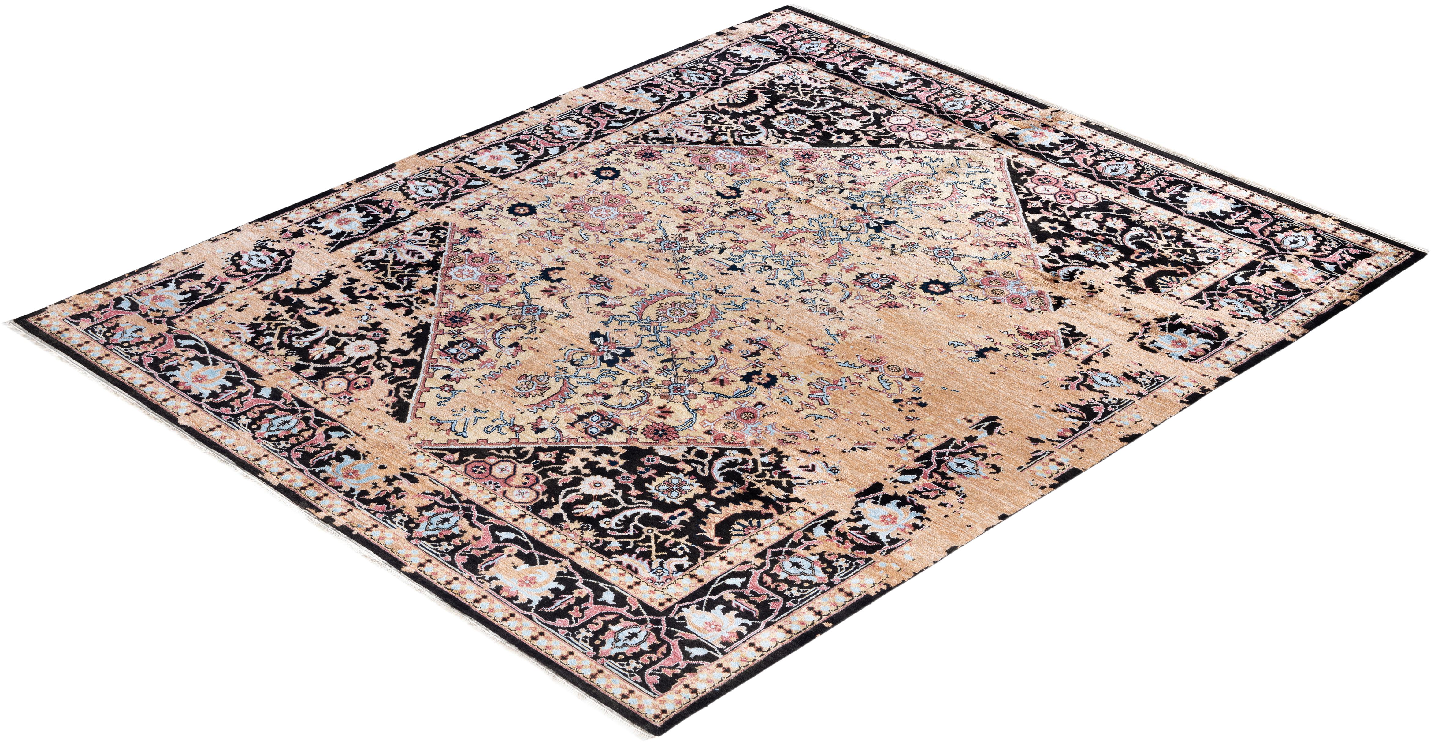 Traditionelle Ikat Hand geknüpft abstrakte Seide & Wolle Brown Area Rug 8' 3