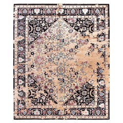 Traditionelle Ikat Hand geknüpft abstrakte Seide & Wolle Brown Area Rug 8' 3" x 10' 1"