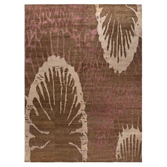 Traditional Ikat Hand Knotted Abstract Silk & Wool Brown Area Rug 9' 0" x 12' 1"