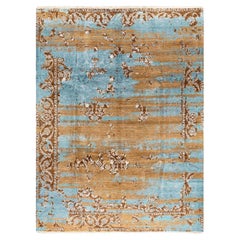 Traditionelle Ikat Hand geknüpft abstrakte Seide & Wolle Brown Area Rug 9' 0" x 12' 1"