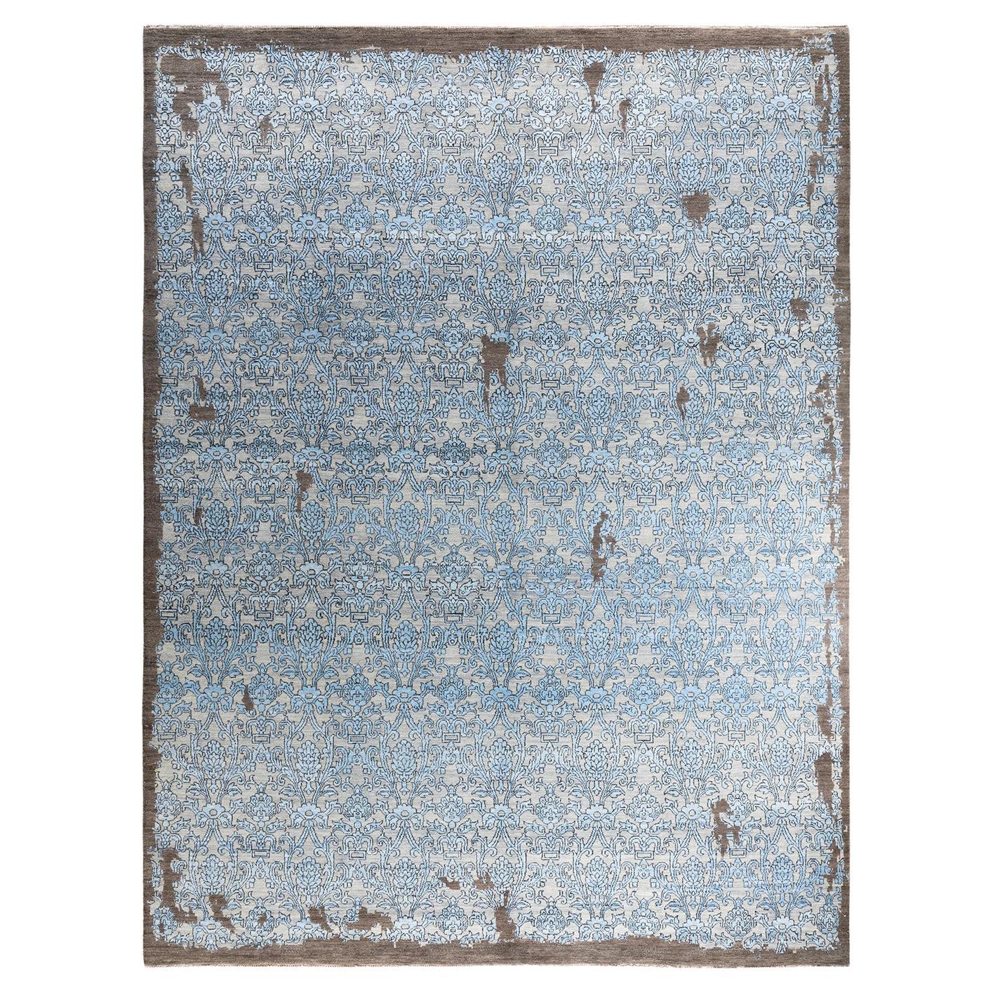 Traditional Ikat Hand Knotted Abstract Silk & Wool Brown Area Rug 9' 2" x 12' 1"